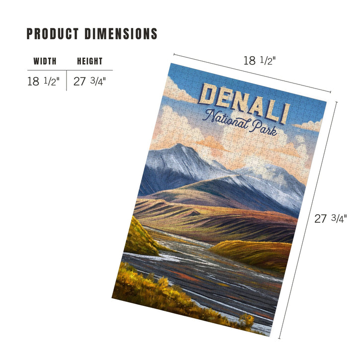 Denali National Park and Preserve, Alaska, Oil Painting, Jigsaw Puzzle Puzzle Lantern Press 