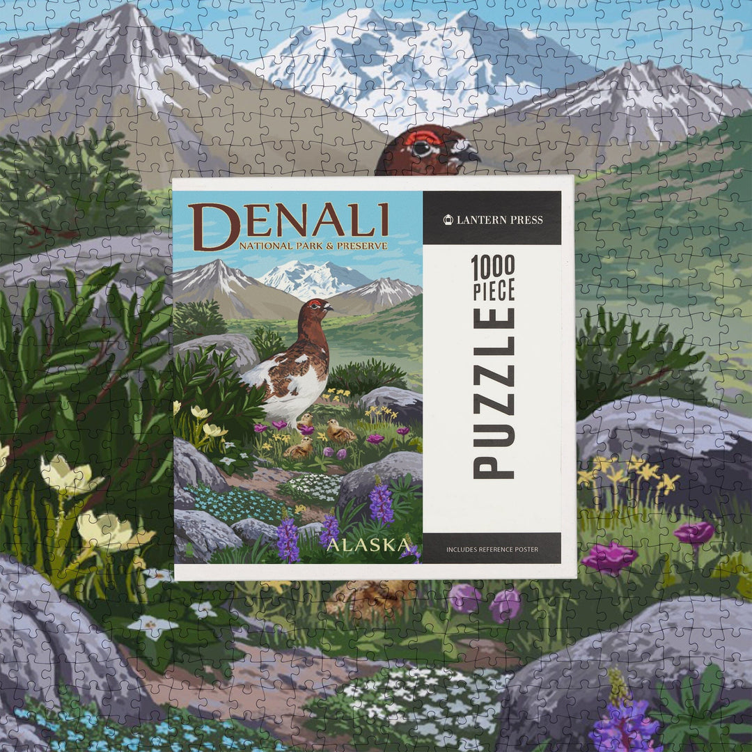 Denali National Park and Preserve, Alaska, Ptarmigan, Jigsaw Puzzle Puzzle Lantern Press 