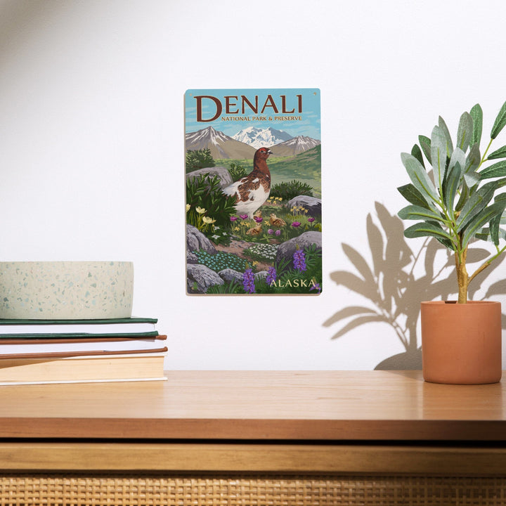 Denali National Park and Preserve, Alaska, Ptarmigan, Wood Signs and Postcards Wood Lantern Press 