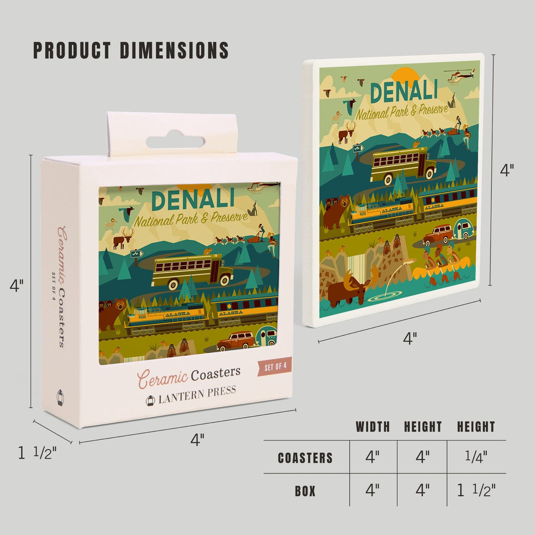 Denali National Park and Preserve, Geometric National Park Series, Coasters Coasters Lantern Press 