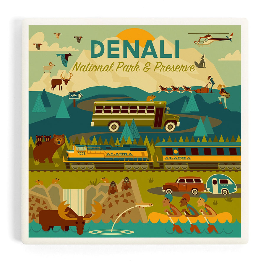 Denali National Park and Preserve, Geometric National Park Series, Coasters Coasters Lantern Press 