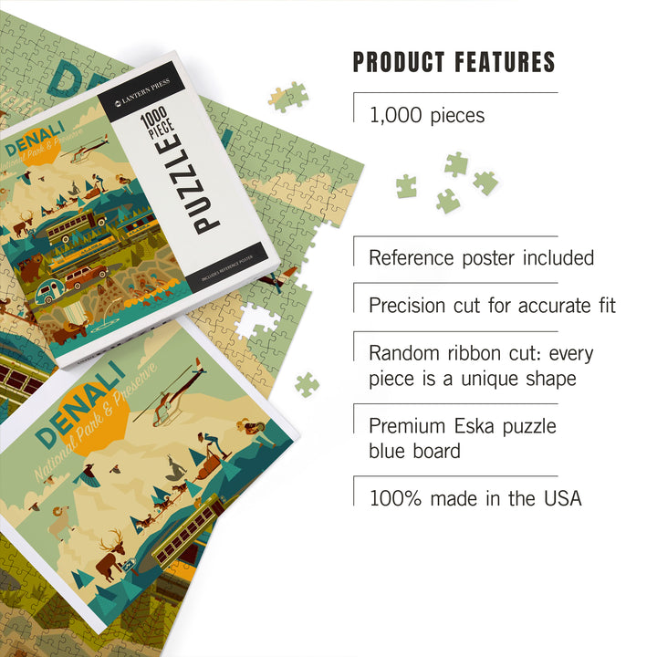 Denali National Park and Preserve, Geometric National Park Series, Jigsaw Puzzle Puzzle Lantern Press 