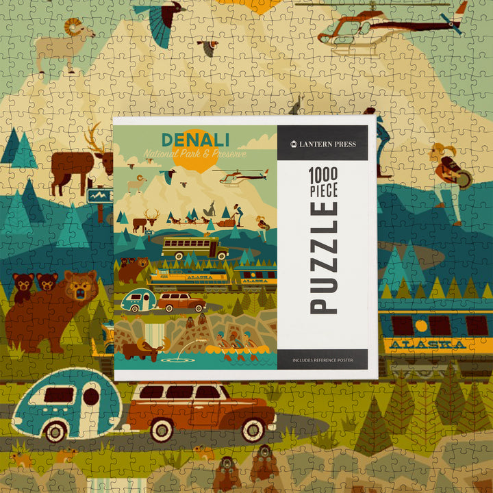 Denali National Park and Preserve, Geometric National Park Series, Jigsaw Puzzle Puzzle Lantern Press 