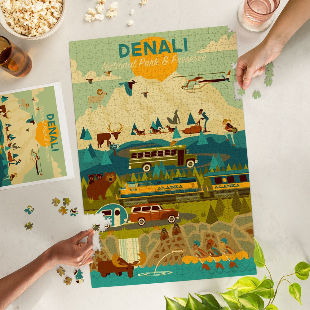 Denali National Park and Preserve, Geometric National Park Series, Jigsaw Puzzle Puzzle Lantern Press 