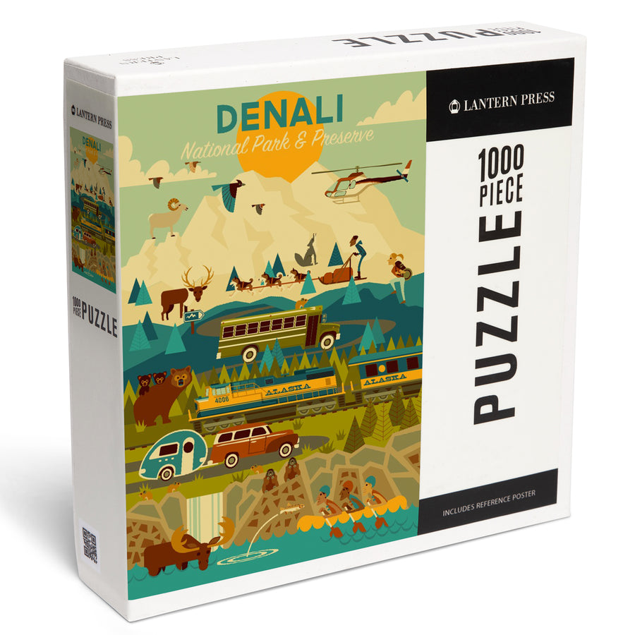 Denali National Park and Preserve, Geometric National Park Series, Jigsaw Puzzle Puzzle Lantern Press 