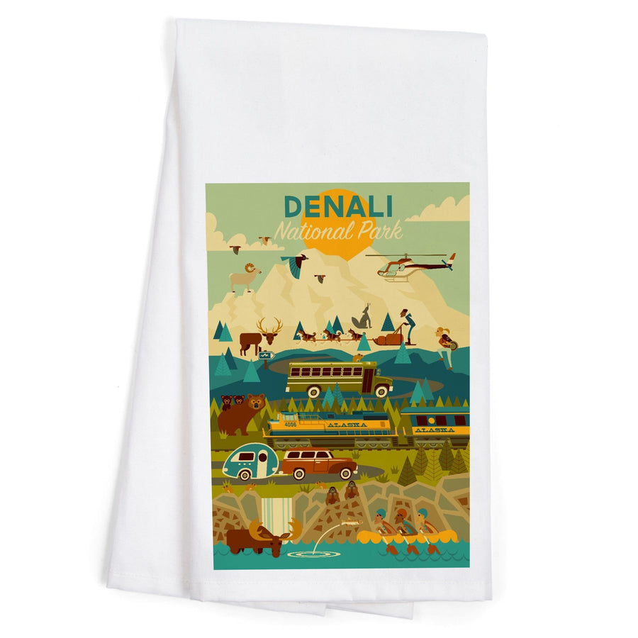 Denali National Park and Preserve, Geometric National Park Series, Organic Cotton Kitchen Tea Towels Kitchen Lantern Press 