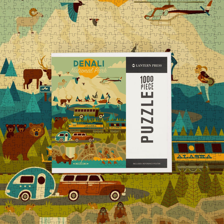 Denali National Park, Geometric National Park Series, Jigsaw Puzzle Puzzle Lantern Press 