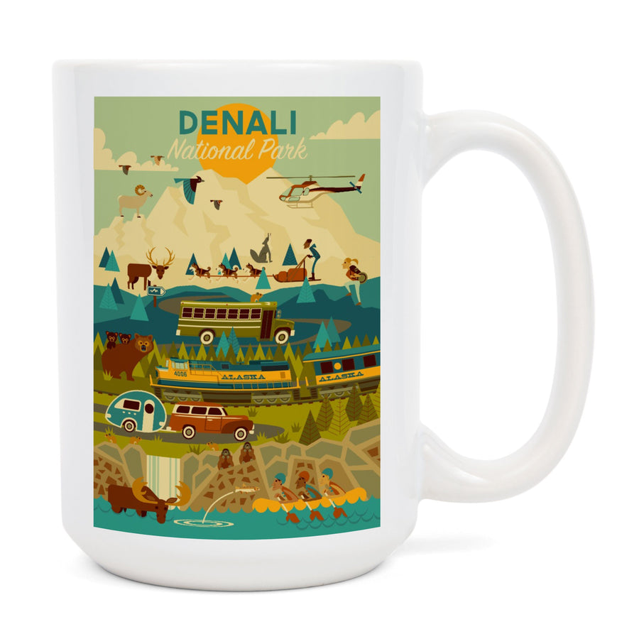 Denali National Park, Geometric National Park Series, Lantern Press Artwork, Ceramic Mug Mugs Lantern Press 