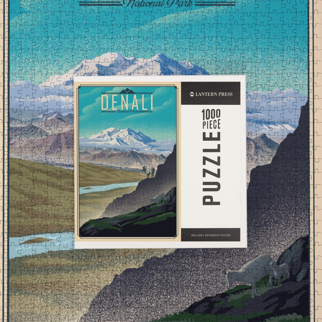 Denali National Park, Lithograph National Park Series, Jigsaw Puzzle Puzzle Lantern Press 