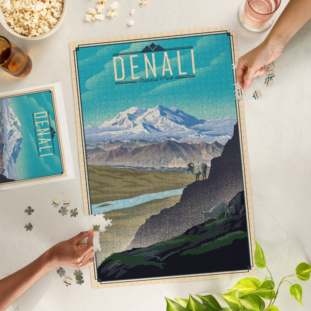 Denali National Park, Lithograph National Park Series, Jigsaw Puzzle Puzzle Lantern Press 