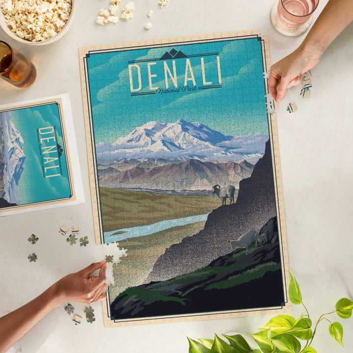 Denali National Park, Lithograph National Park Series, Jigsaw Puzzle Puzzle Lantern Press 