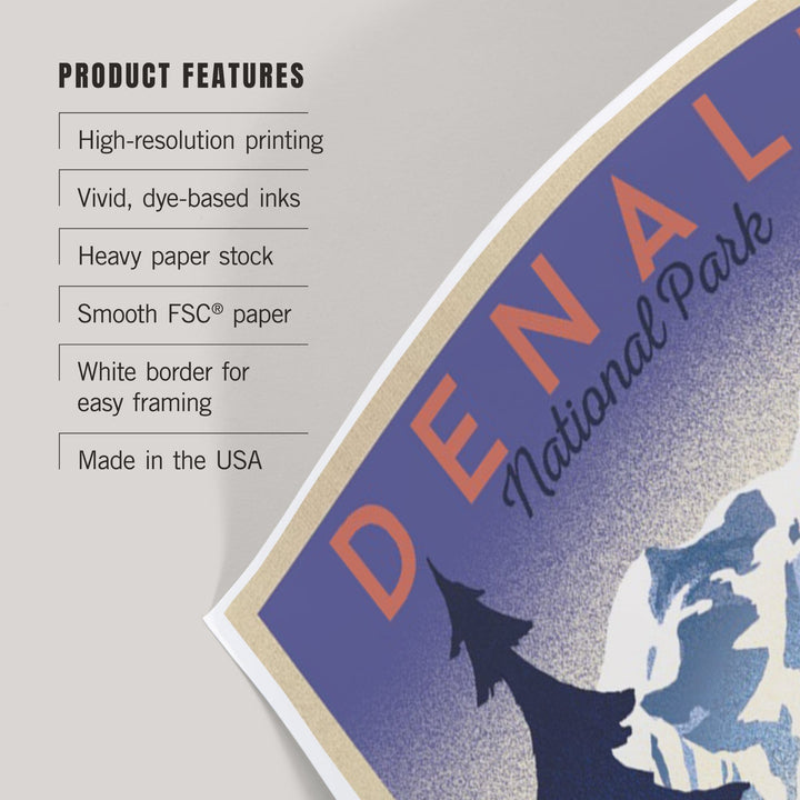 Denali National Park, Mountain Scene, Lithograph, Art & Giclee Prints Art Lantern Press 