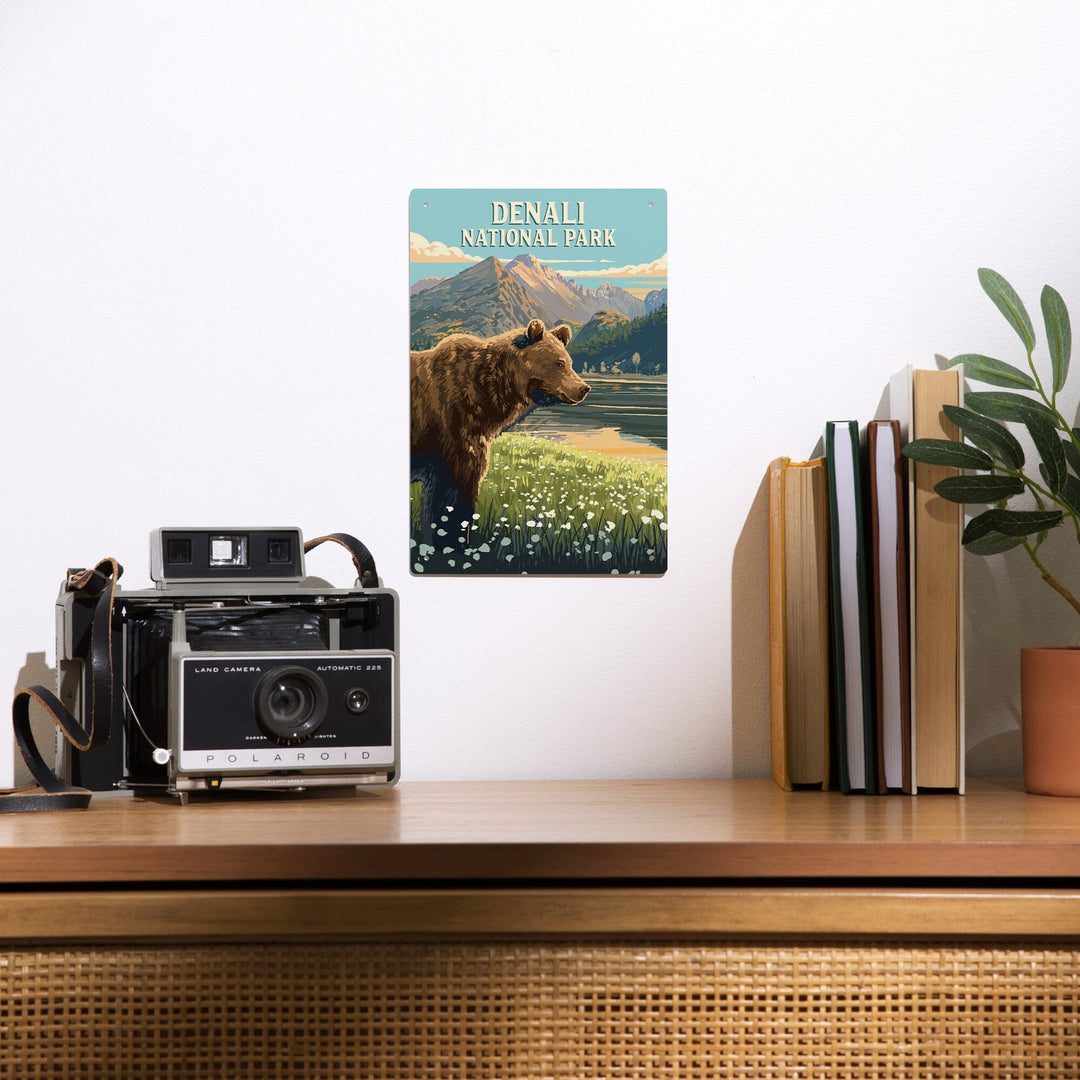 Denali National Park, Painterly, Bear, Metal Signs Metal Lantern Press 