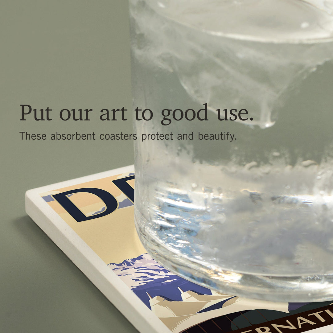 Denver, Colorado, Airport View, Coasters Coasters Lantern Press 