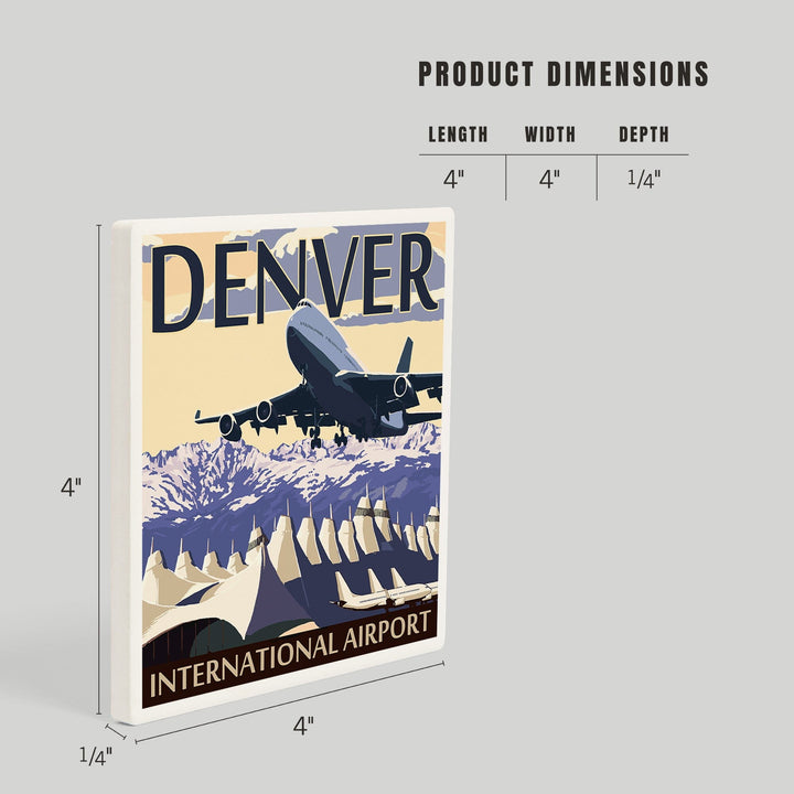Denver, Colorado, Airport View, Coasters Coasters Lantern Press 