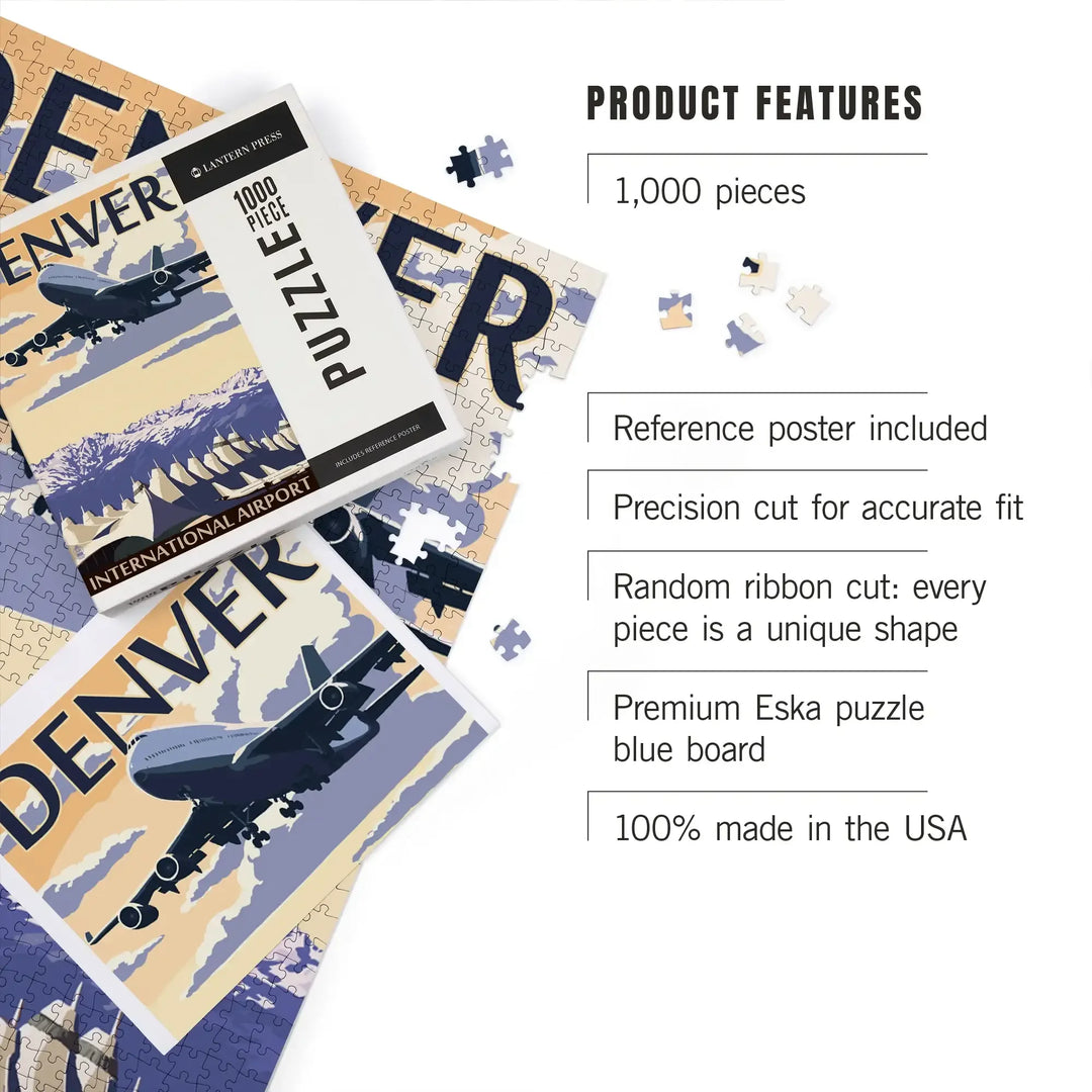 Denver, Colorado, Airport View, Jigsaw Puzzle Puzzle Lantern Press 