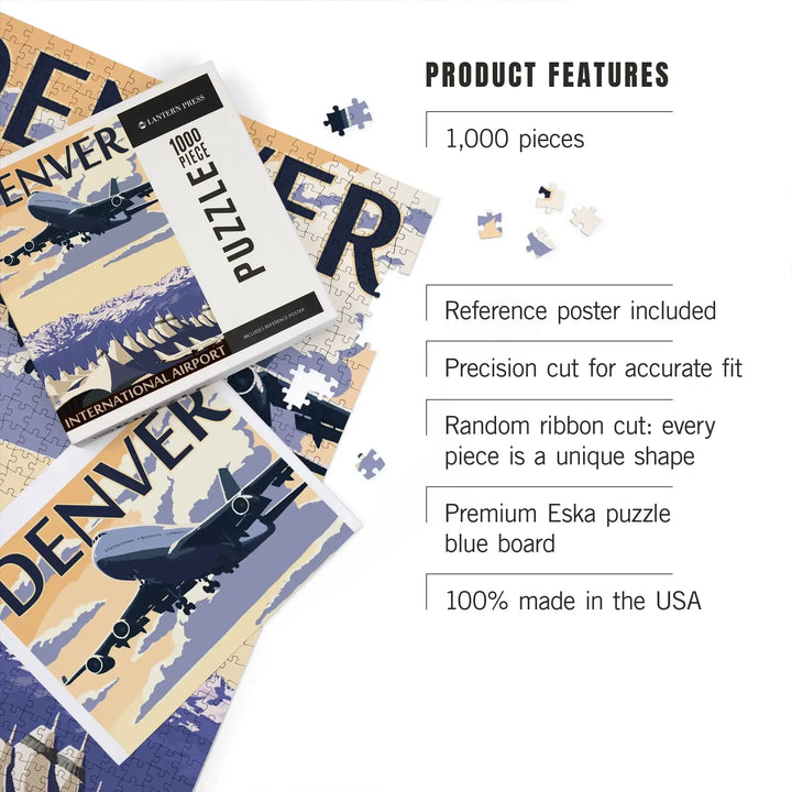 Denver, Colorado, Airport View, Jigsaw Puzzle Puzzle Lantern Press 
