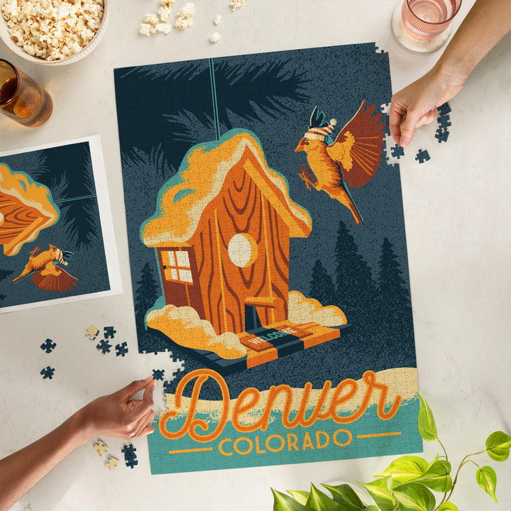 Denver, Colorado, Birdhouse, Jigsaw Puzzle Puzzle Lantern Press 