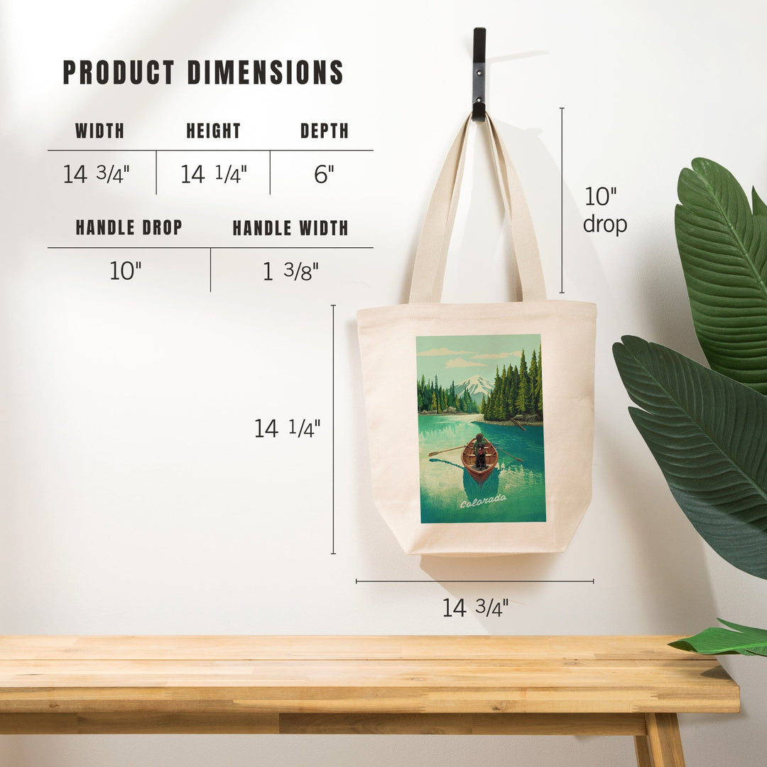 Denver, Colorado, Get Outside, Quiet Explorer, Boating, Mountain, Tote Bag Totes Lantern Press 