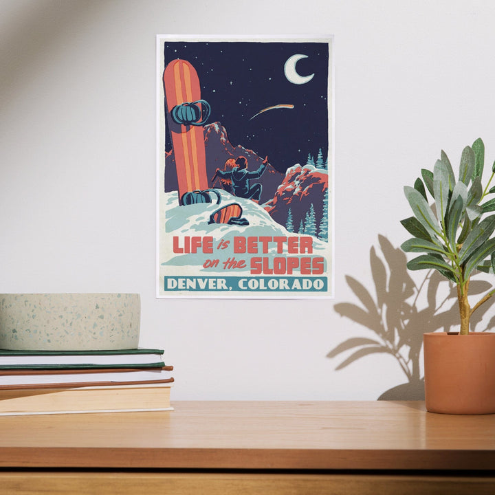 Denver, Colorado, Life is Better on the Slopes, Art & Giclee Prints Art Lantern Press 