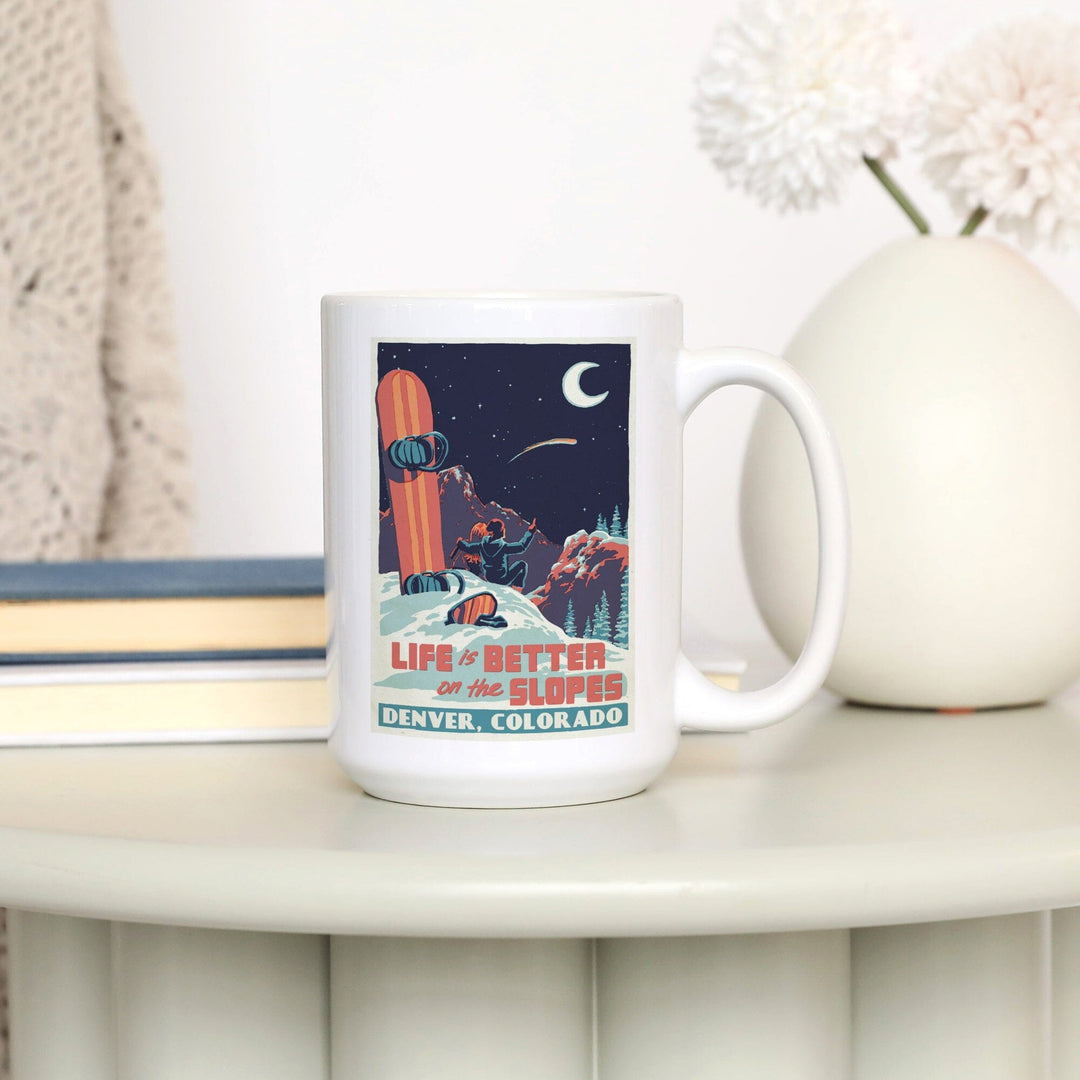 Denver, Colorado, Life is Better on the Slopes, Ceramic Mug Mugs Lantern Press 