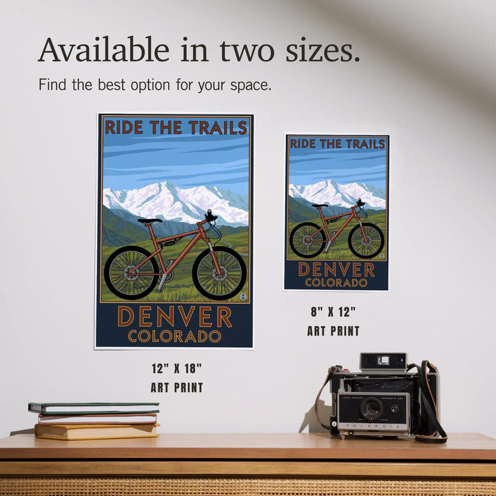 Denver, Colorado, Mountain Bike Scene, Art & Giclee Prints Art Lantern Press 