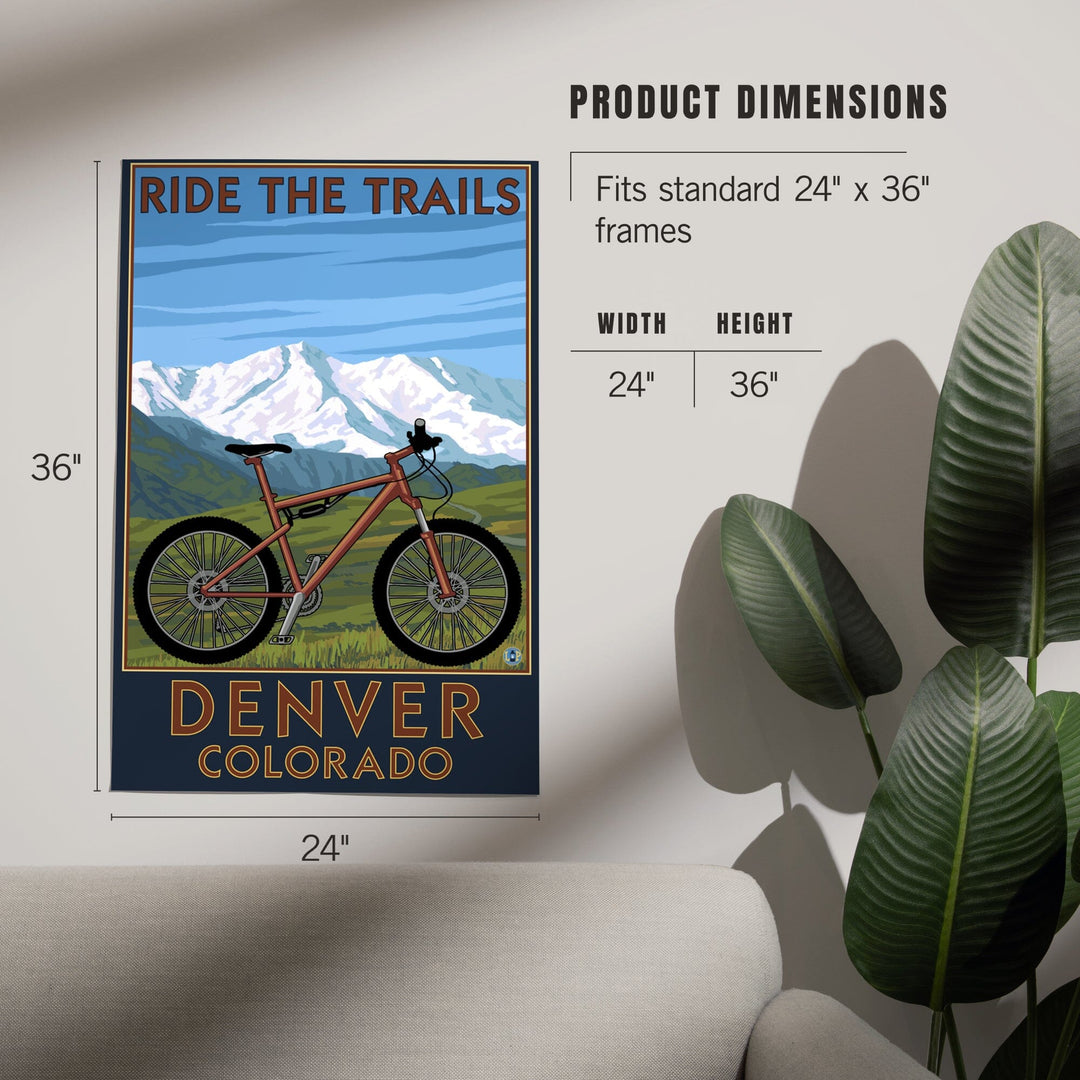 Denver, Colorado, Mountain Bike Scene, Art & Giclee Prints Art Lantern Press 