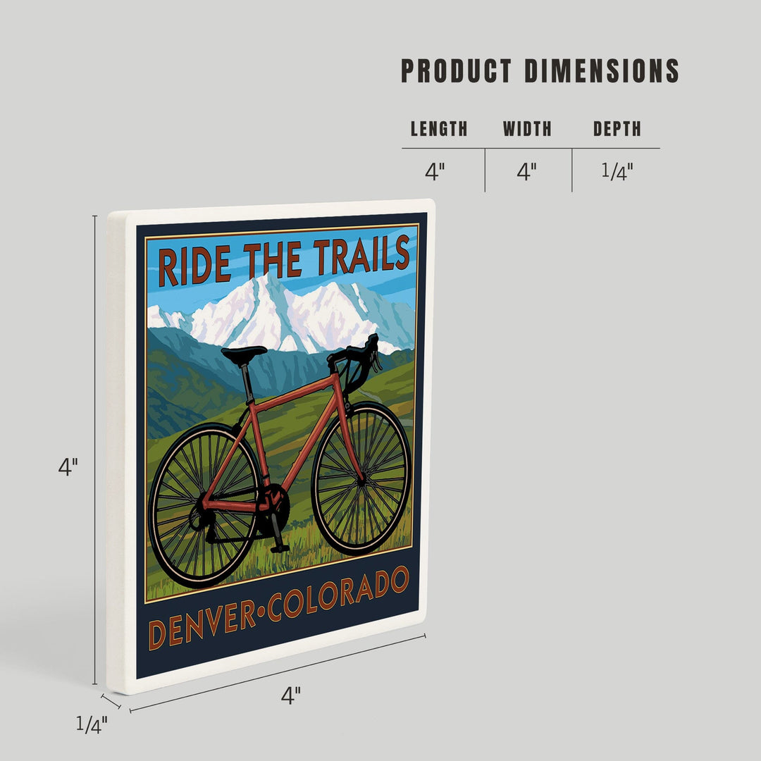 Denver, Colorado, Mountain Bike Scene, Coasters Coasters Lantern Press 