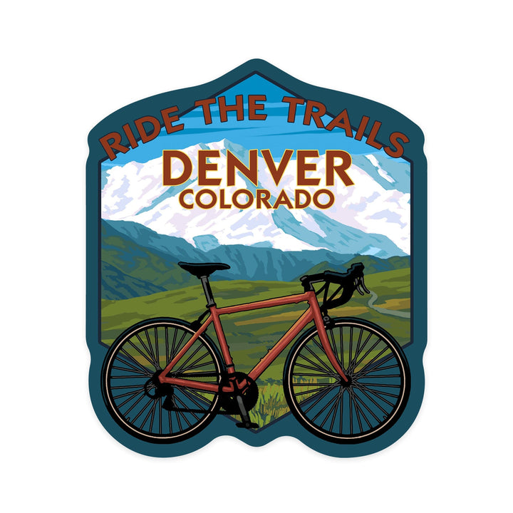 Denver, Colorado, Mountain Bike Scene, Contour, Vinyl Sticker Sticker Lantern Press 