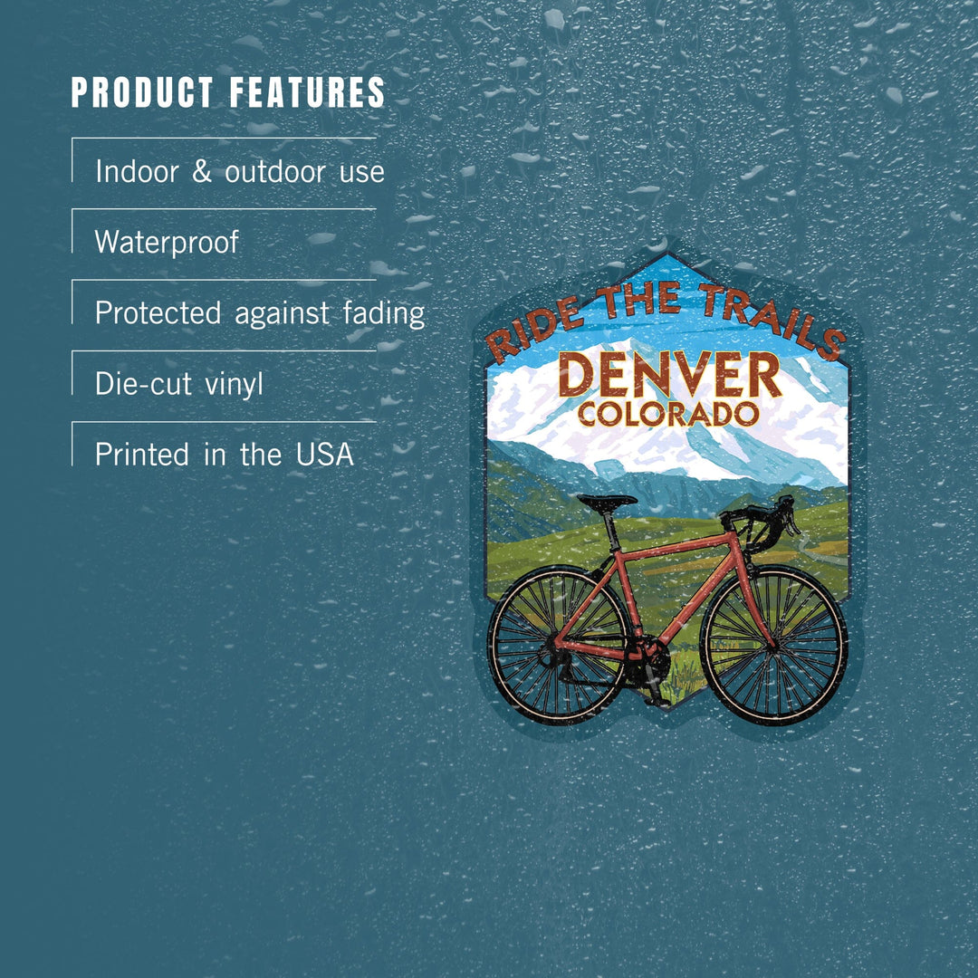 Denver, Colorado, Mountain Bike Scene, Contour, Vinyl Sticker Sticker Lantern Press 