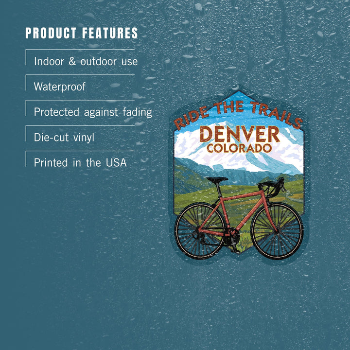 Denver, Colorado, Mountain Bike Scene, Contour, Vinyl Sticker Sticker Lantern Press 