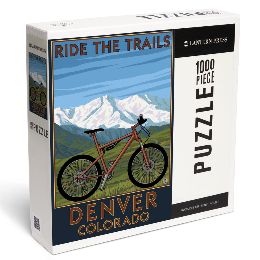 Denver, Colorado, Mountain Bike Scene, Jigsaw Puzzle Puzzle Lantern Press 