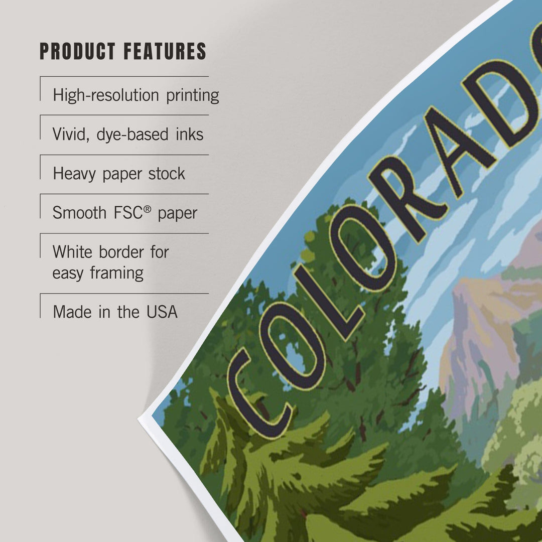 Denver, Colorado, Painterly, Bear at River, Art & Giclee Prints Art Lantern Press 