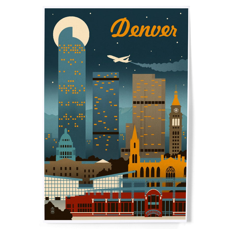 Denver, Colorado, Retro Skyline Classic Series, Art & Giclee Prints Art Lantern Press 