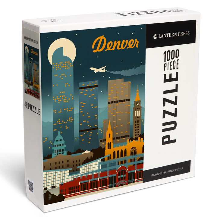 Denver, Colorado, Retro Skyline Classic Series, Jigsaw Puzzle Puzzle Lantern Press 