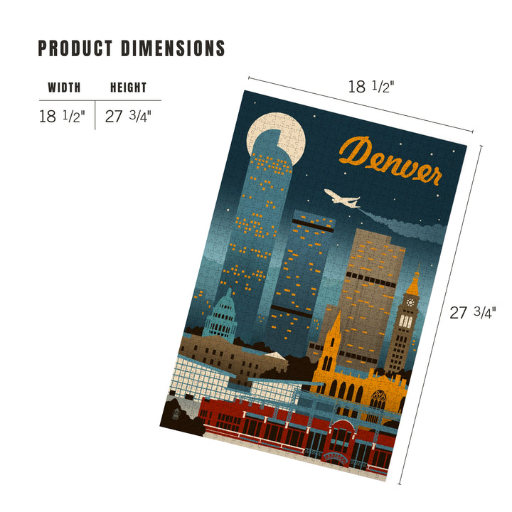 Denver, Colorado, Retro Skyline Classic Series, Jigsaw Puzzle Puzzle Lantern Press 