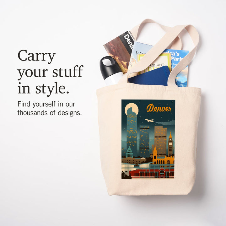 Denver, Colorado, Retro Skyline Classic Series, Tote Bag - Lantern Press