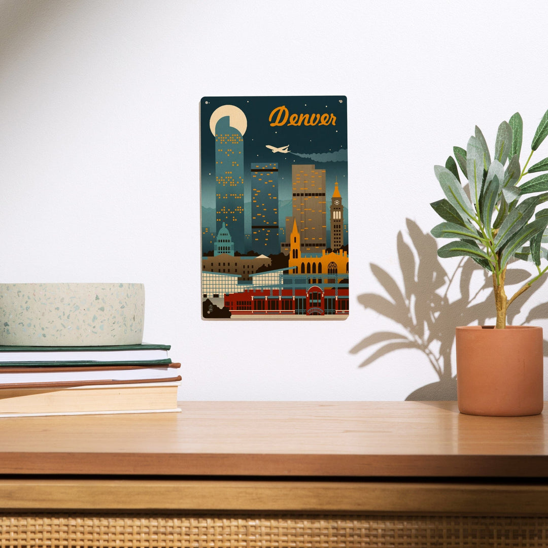 Denver, Colorado, Retro Skyline Classic Series, Wood Signs and Postcards - Lantern Press