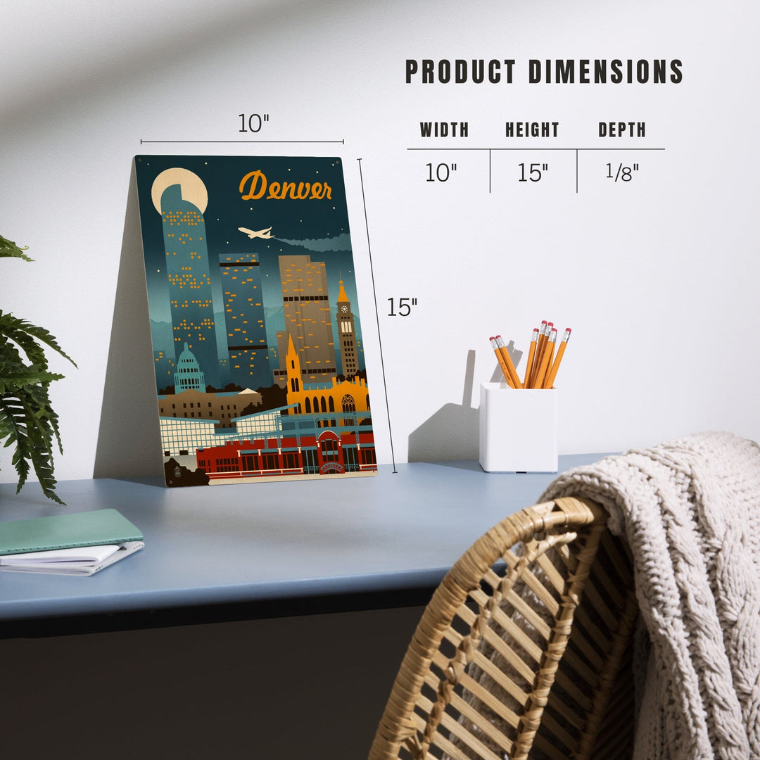 Denver, Colorado, Retro Skyline Classic Series, Wood Signs and Postcards - Lantern Press