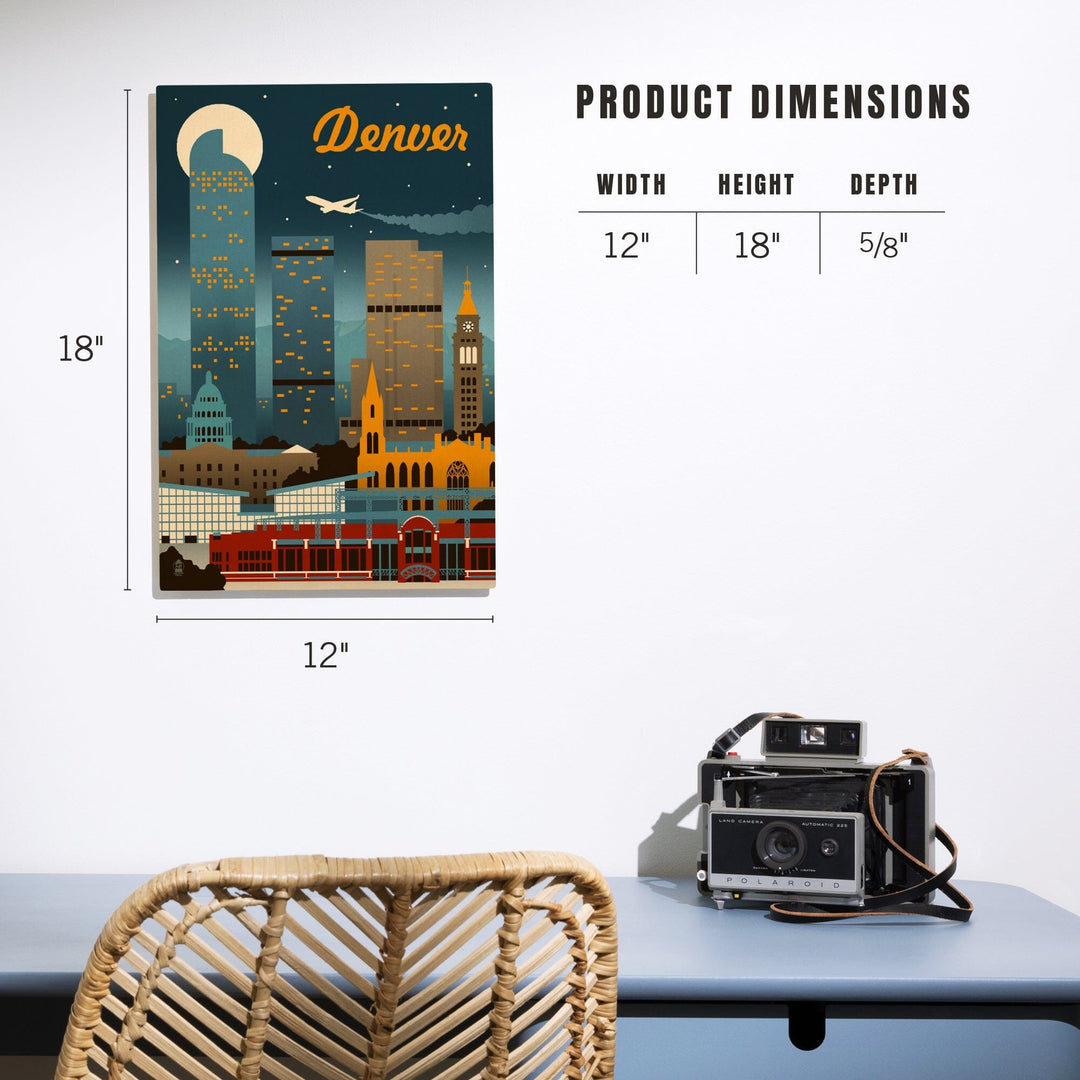 Denver, Colorado, Retro Skyline Classic Series, Wood Signs and Postcards - Lantern Press