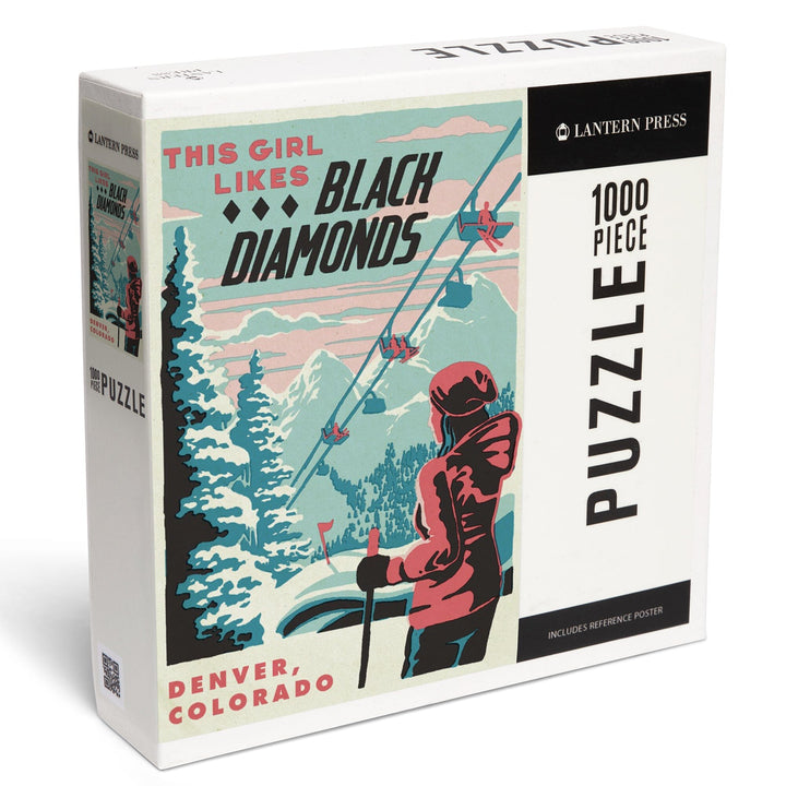Denver, Colorado, Ski Black Diamond, Jigsaw Puzzle Puzzle Lantern Press 