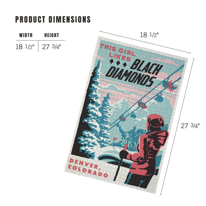 Denver, Colorado, Ski Black Diamond, Jigsaw Puzzle Puzzle Lantern Press 