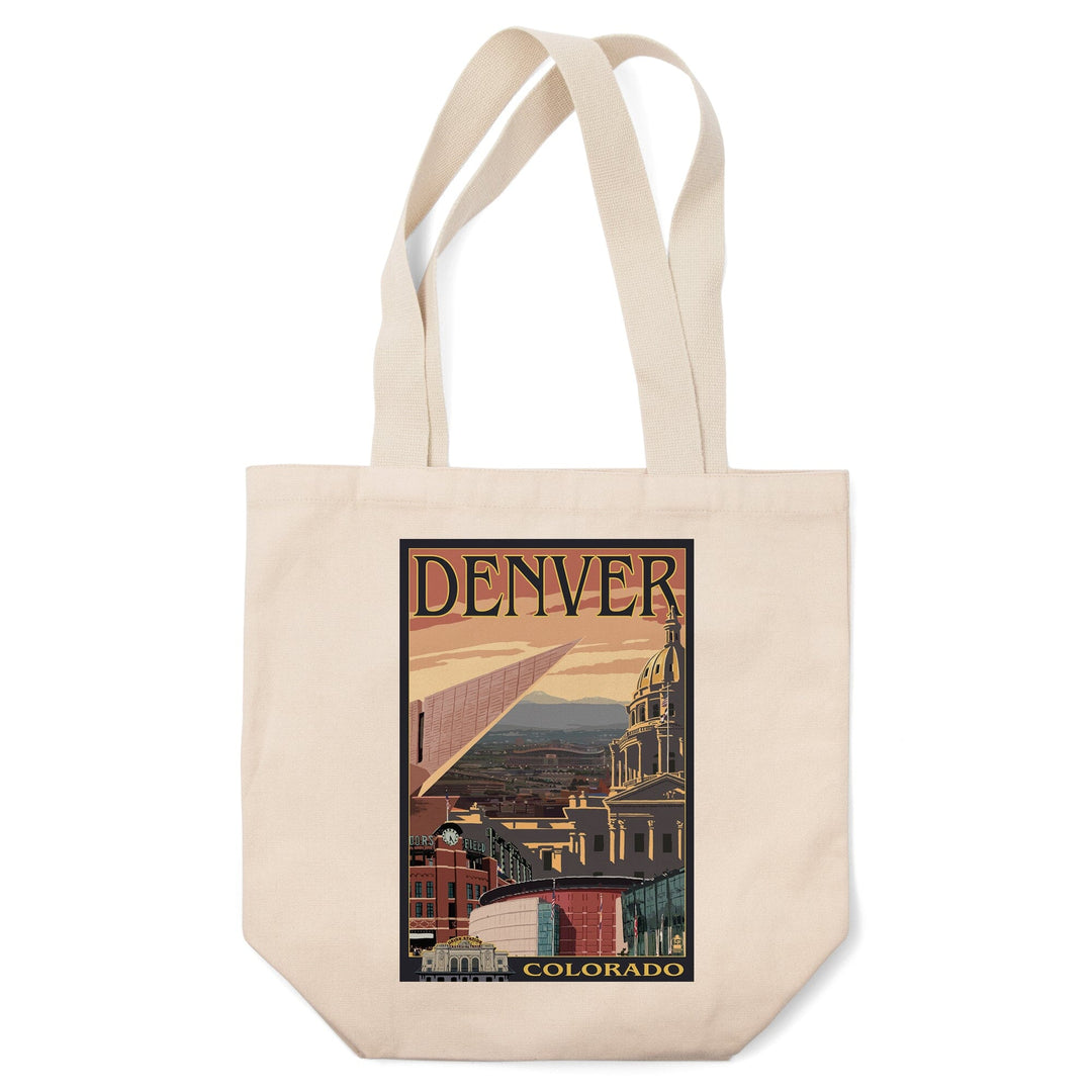 Denver, Colorado, Skyline View, Lantern Press Artwork, Tote Bag Totes Lantern Press 