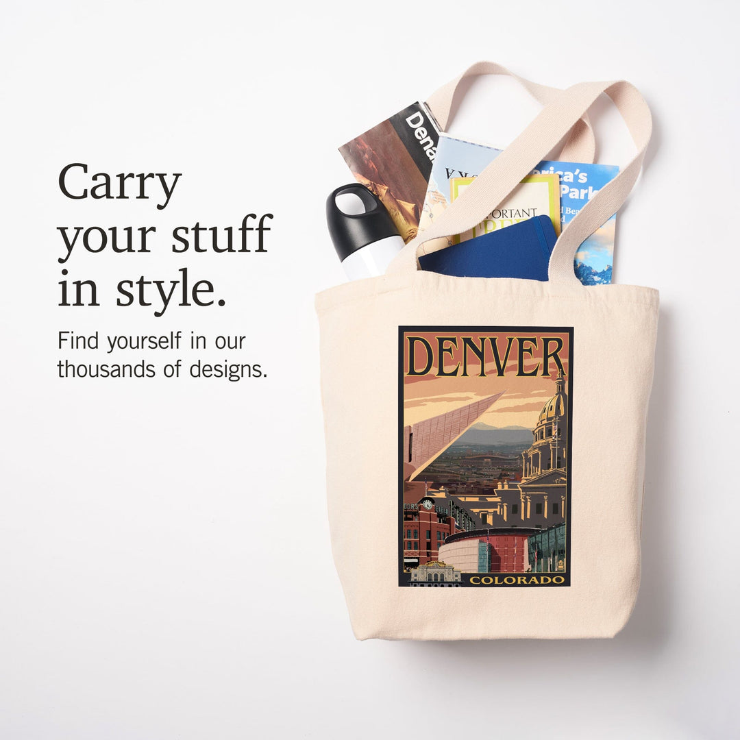 Denver, Colorado, Skyline View, Lantern Press Artwork, Tote Bag Totes Lantern Press 