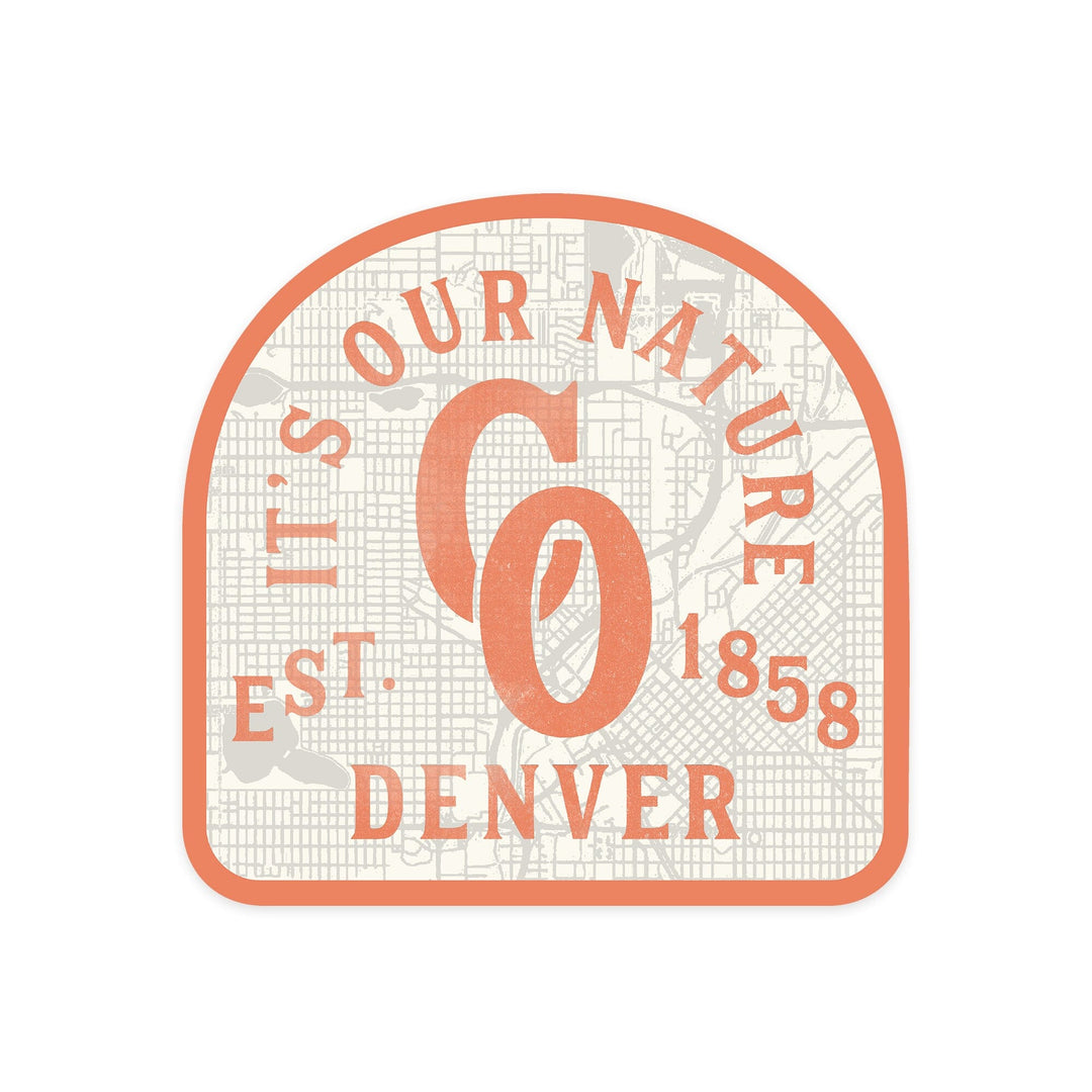 Denver, Colorado, Wayfinder Collection, City Map and Monogram, Contour, Vinyl Sticker Sticker Lantern Press 