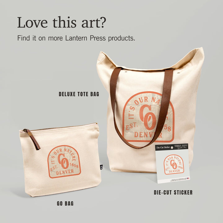 Denver, Colorado, Wayfinder Collection, City Map and Monogram,, Organic Cotton Zipper Pouch, Go Bag Go Bag Lantern Press 
