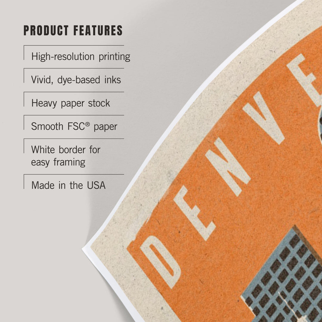 Denver, Colorado, Woodblock, Art & Giclee Prints - Lantern Press