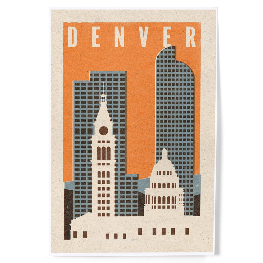Denver, Colorado, Woodblock, Art & Giclee Prints Art Lantern Press 