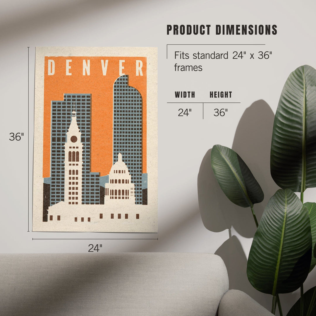 Denver, Colorado, Woodblock, Art & Giclee Prints - Lantern Press