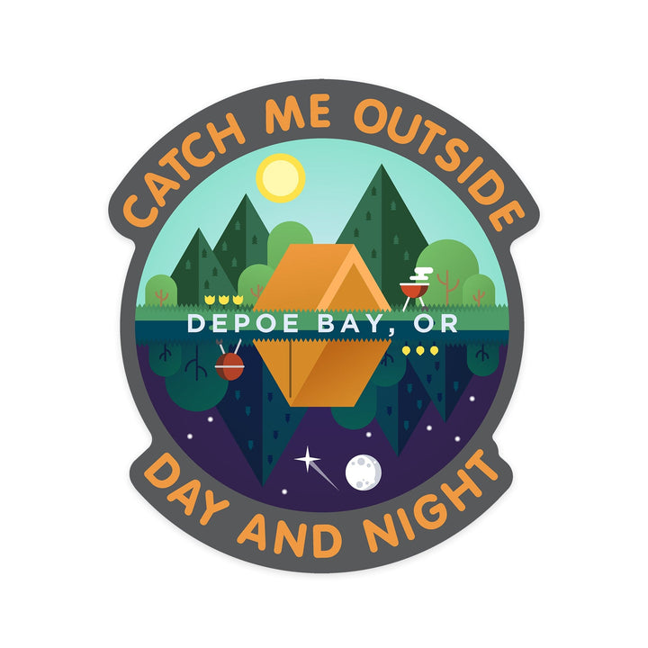 Depoe Bay, OR, Catch me outside, Contour, Vinyl Sticker - Lantern Press